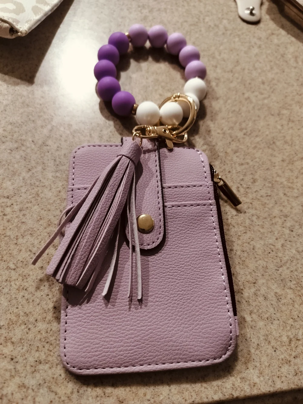 Lavender Tassel Wristlet Card Holder Keychain